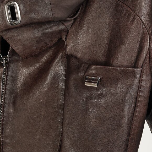 Jean Paul Gaultier Vintage Brown Turnlock Detail Leather Jacket - Picture 9 of 14